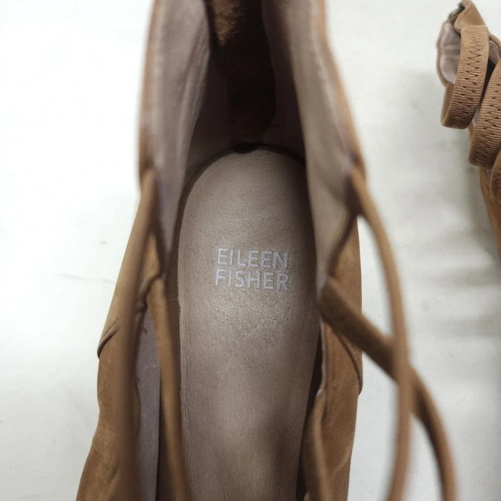Eileen Fisher Womens Heels James Sienna Nubuck Leather Strappy Sandal Shoes 10